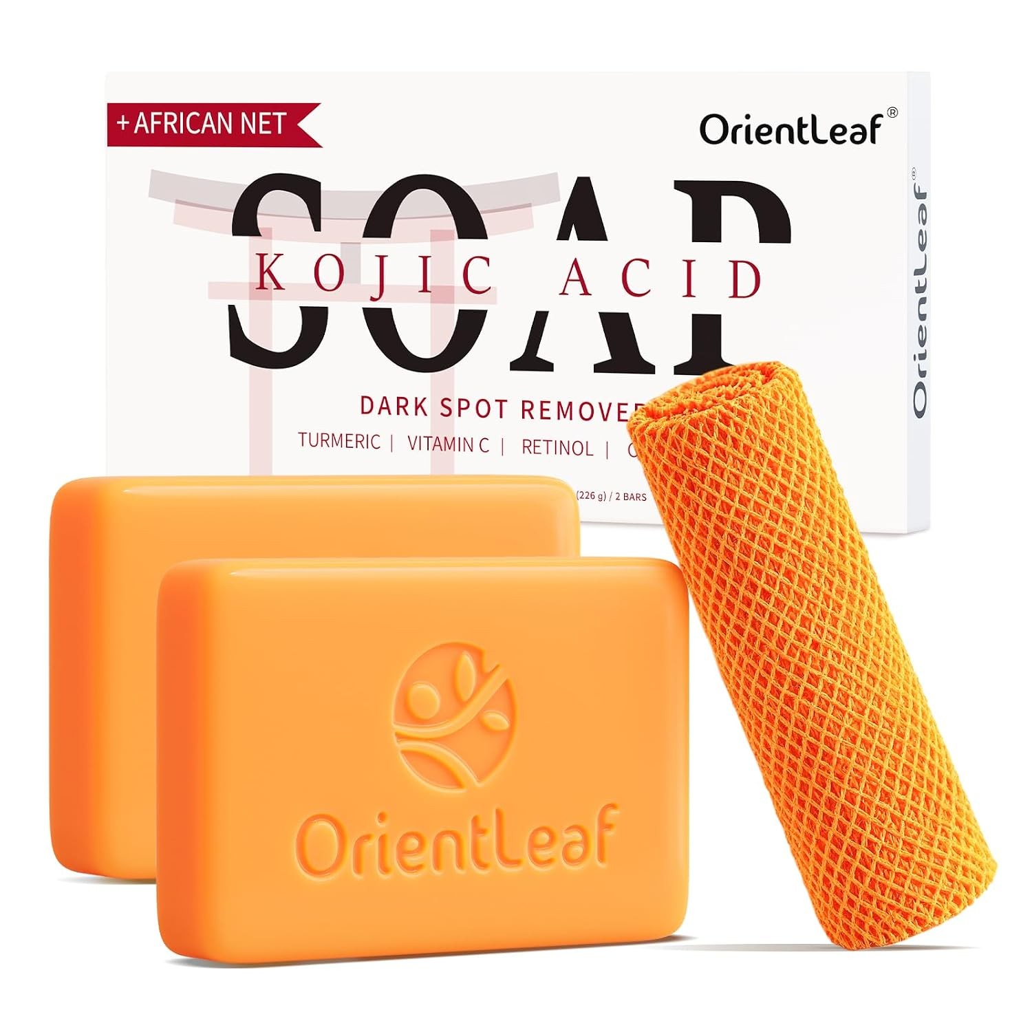Kojic Acid Soap, Turmeric Soap Bar for Dark Spots, Fresh Citrus Scent, Gentle