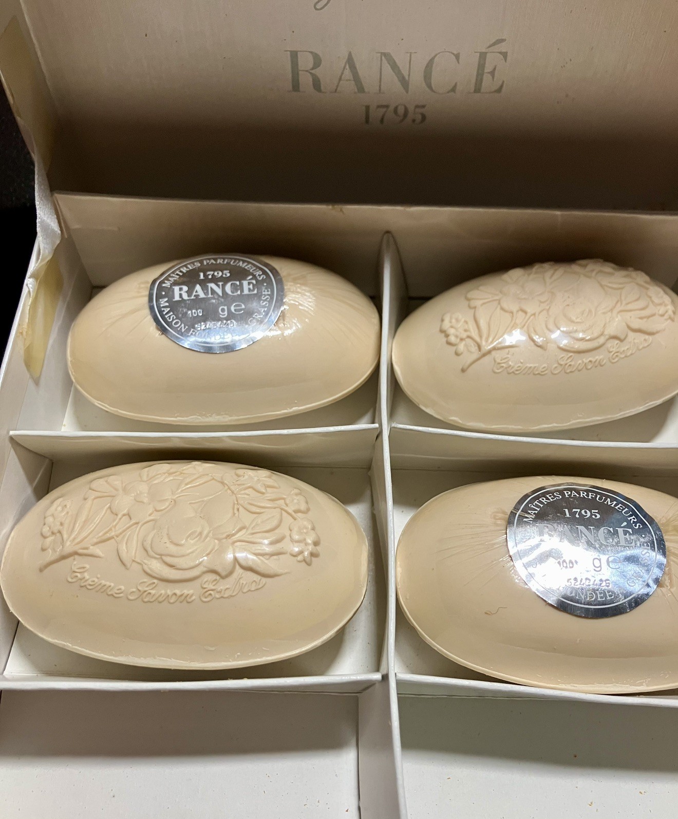 Vintage Rance 1795 “Crème Savon Extra Gardenia” Multipack of Four 3.5 ounce Bars