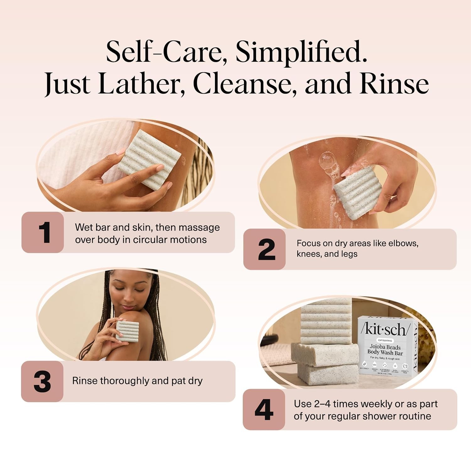 Jojoba Beads Exfoliating Body Wash Bar – Nourishing Bar Soap with Shea Butter…