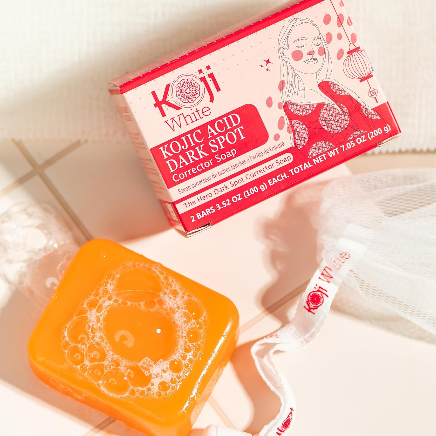 Koji White Kojic Acid Dark Spot Corrector Soap – Kojic Acid Soap with Vitamin C,