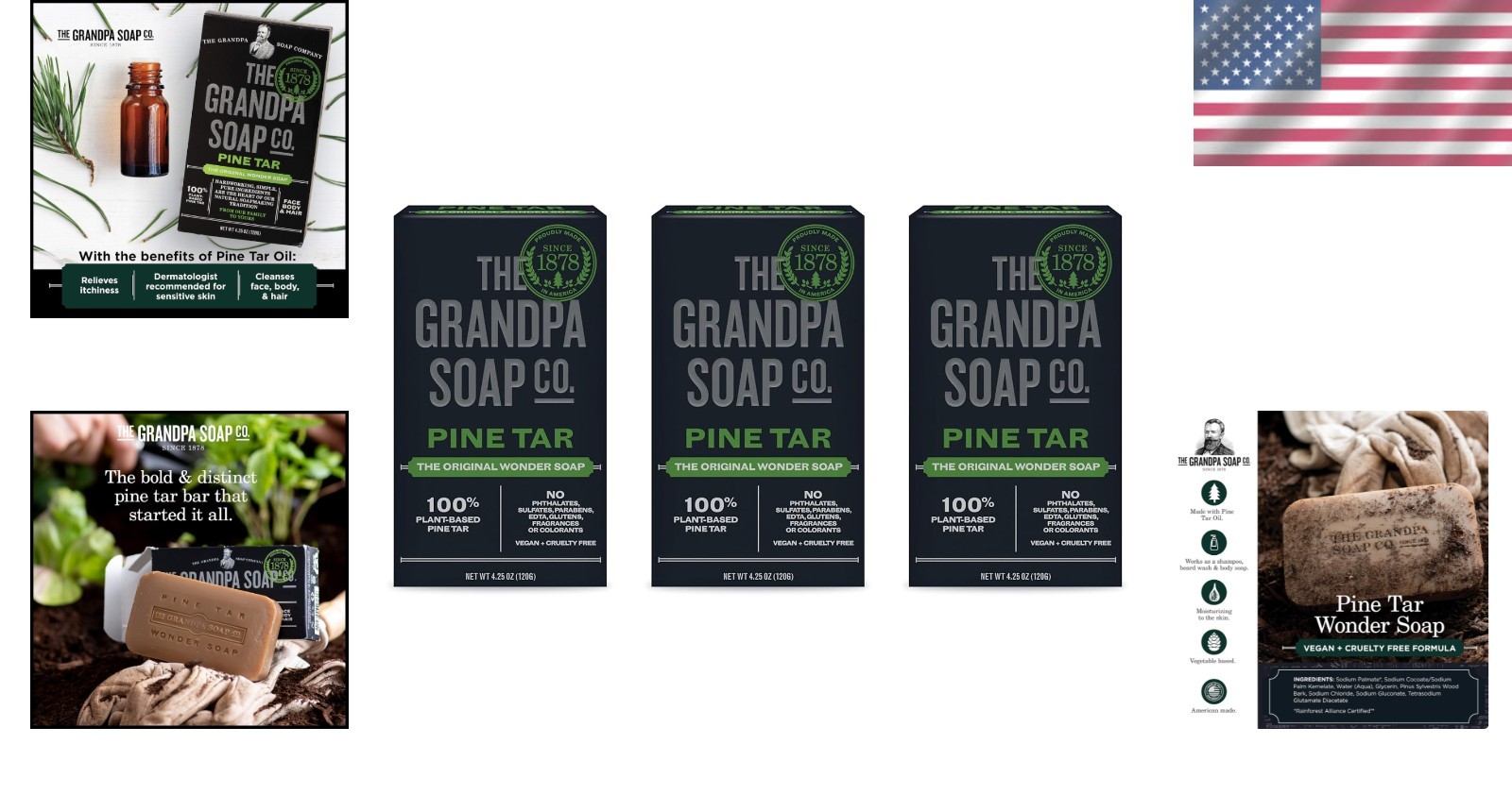 Pine Tar Bar Soap – 3-in-1 Natural Cleanser, Deodorizer & Moisturizer – 4.25 Oz