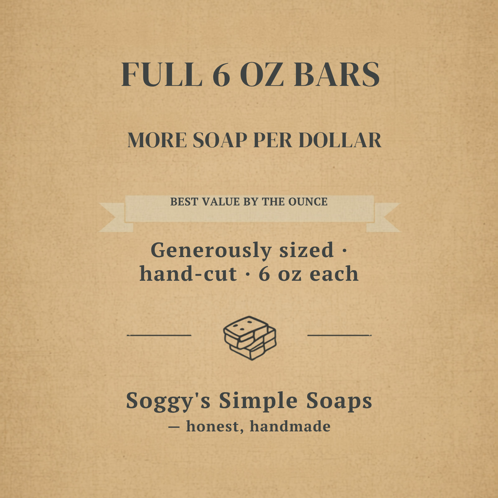 6 Handmade Tallow Soap Bars | Cold Process | Natural | Sensitive Skn | 6oz Each