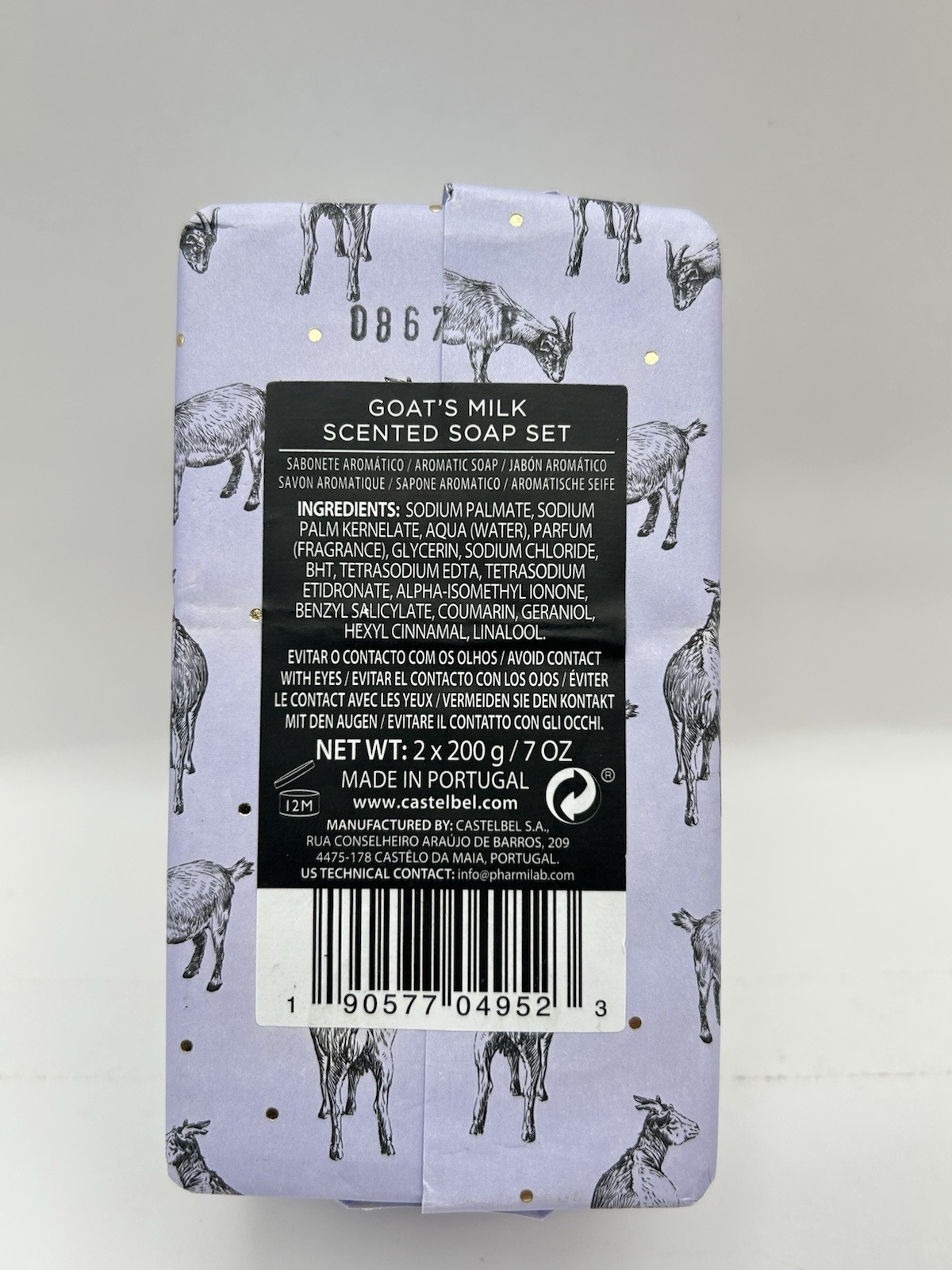 8 Pack Castelbel Bar Soap 7oz Goats Milk / Wild Lavender / Pure Honey / Scented