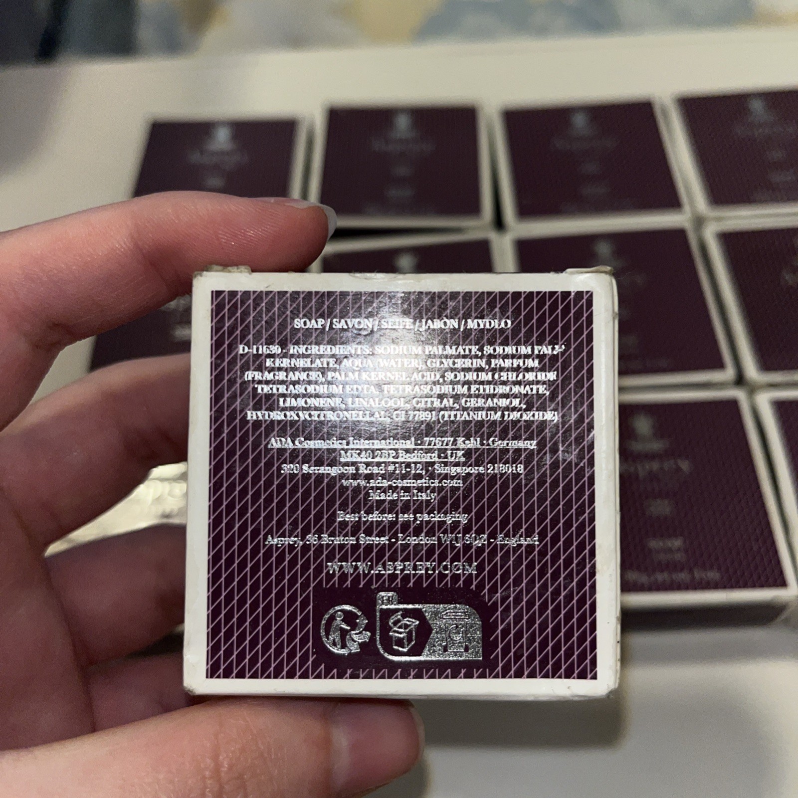 Lot of 15 Asprey London Purple Water Soap 30g/ 1oz. Expires 2028