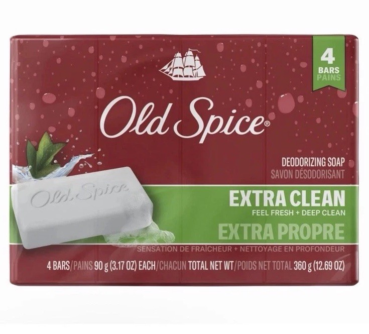 Old Spice Deodorizing Bar Soap Extra Clean Fresh & Deep Clean 3.17 oz. 4 Bars