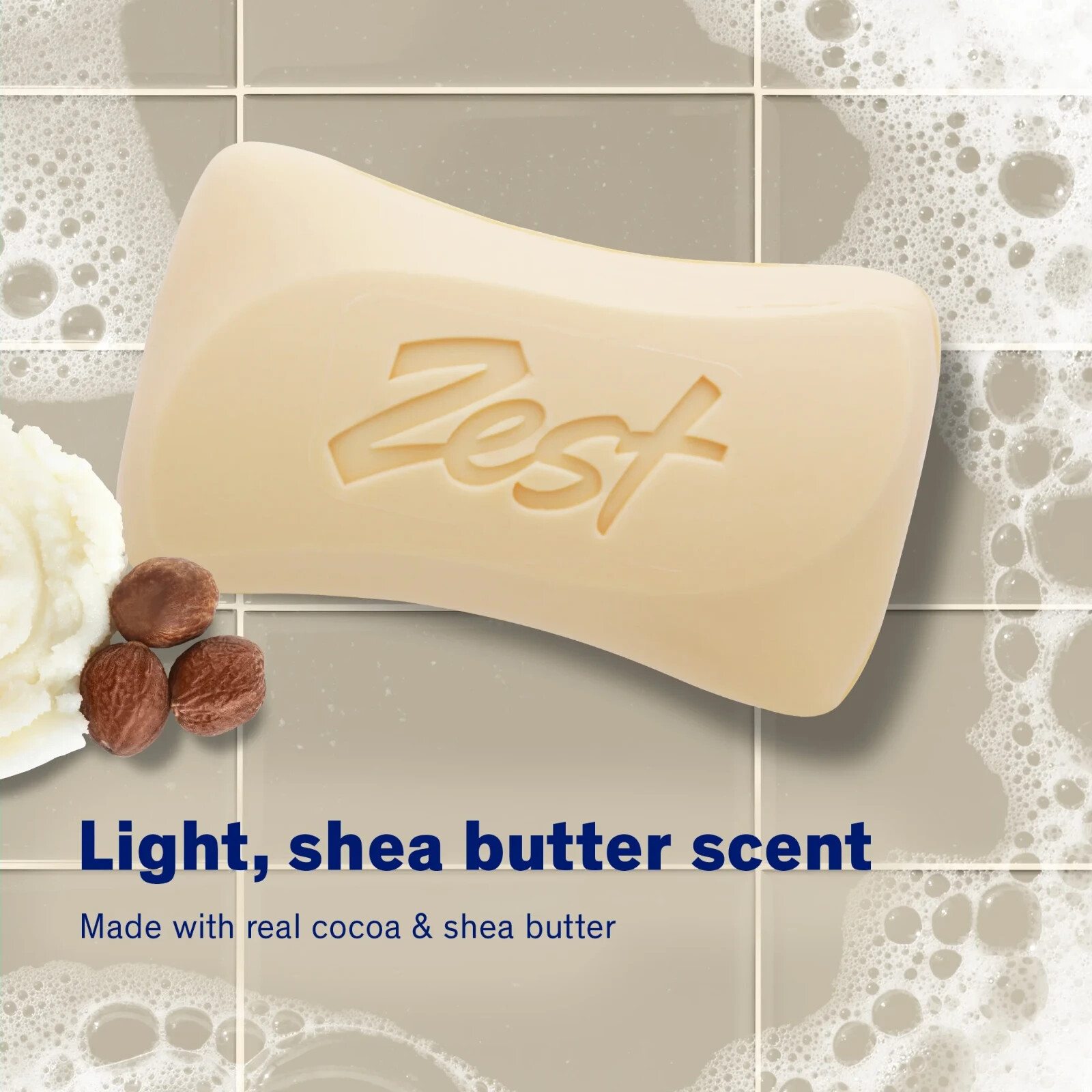 Zest Cocoa Butter & Shea Deodorizing Bar Soap Moisture, 8 Bars, 4 oz each…