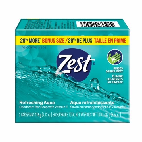 Zest Soap Refreshing Aqua Bath Bars 4.12 Ounce (Pack of 2)