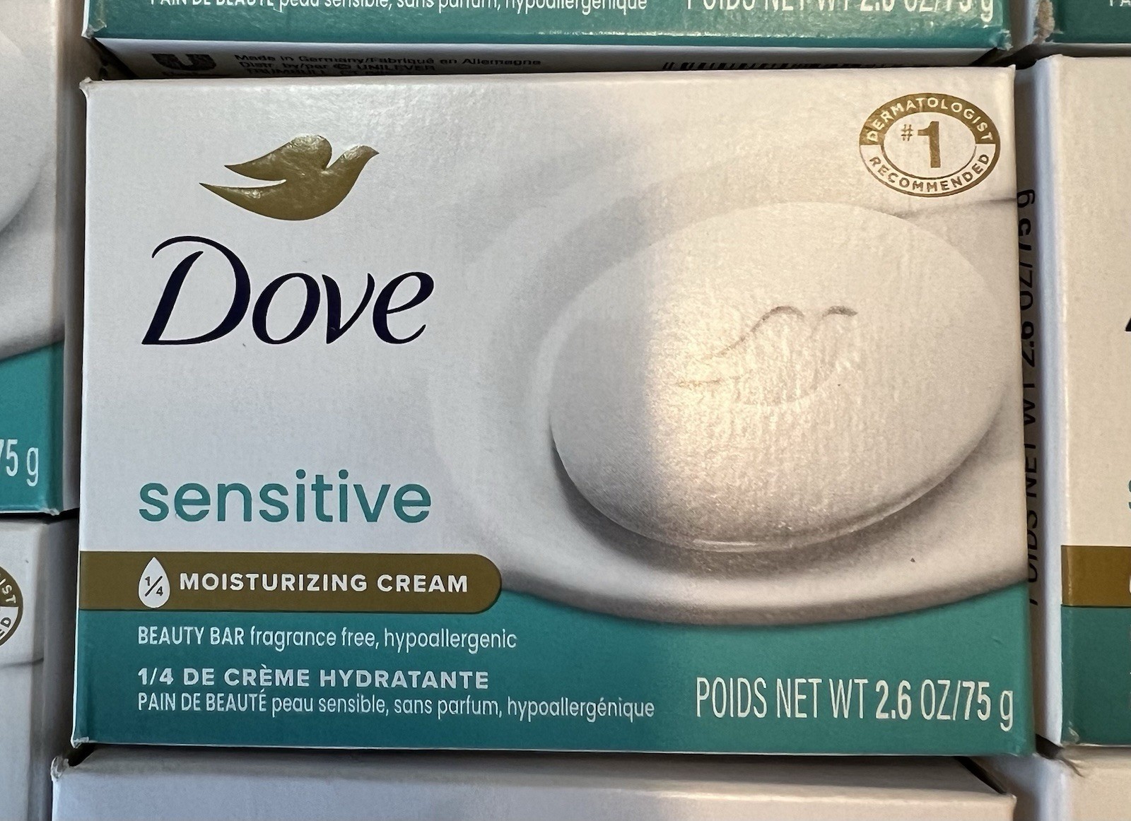 DOVE Sensitive Skin Beauty Bar Soap Fragrance Free Hypoallergenic 2.6oz Lot 10