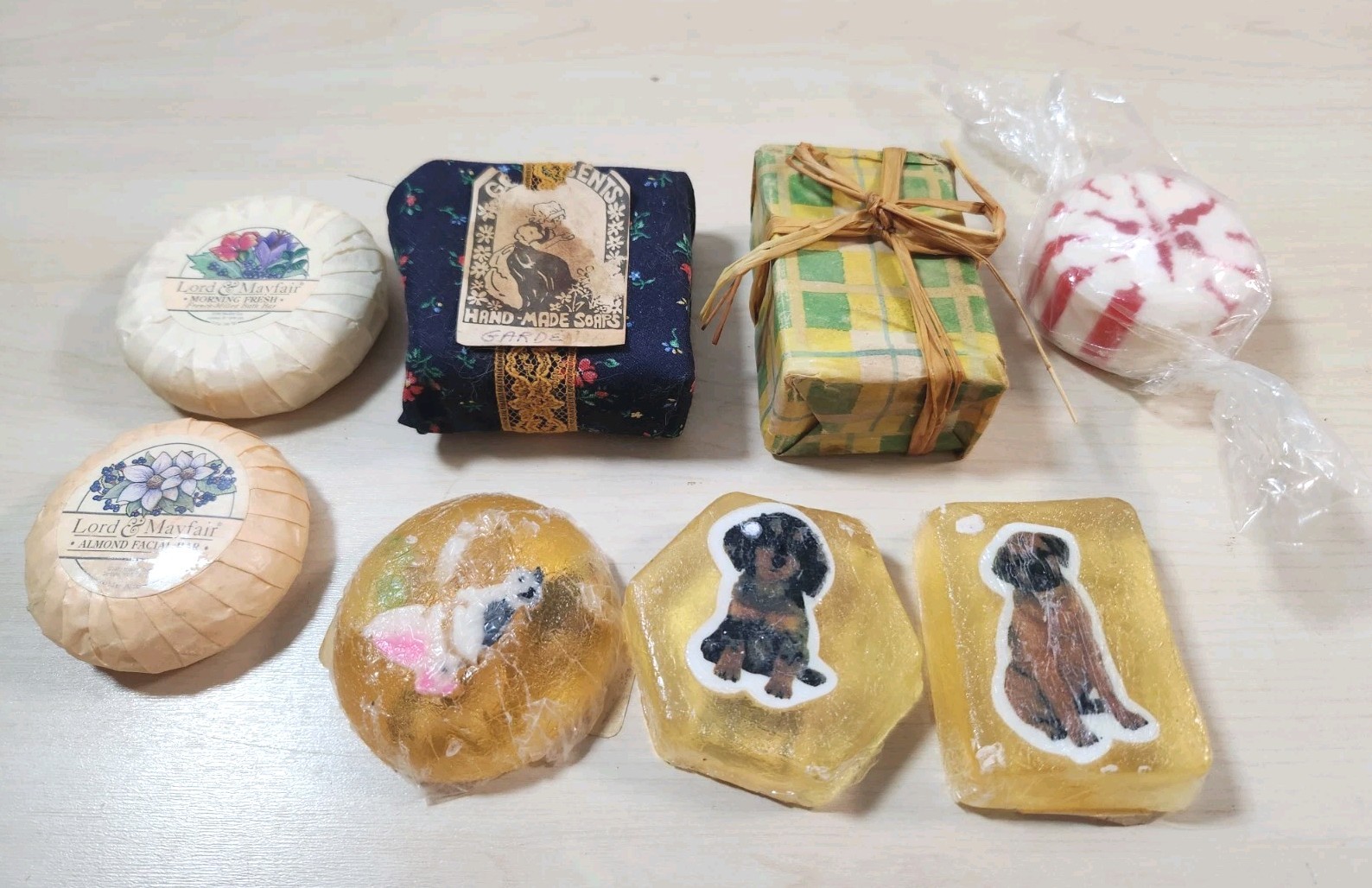 Vintage Handmade Bar Soap Lot 8pc Glycerin & Regular Multi Scent Farmhouse Decor