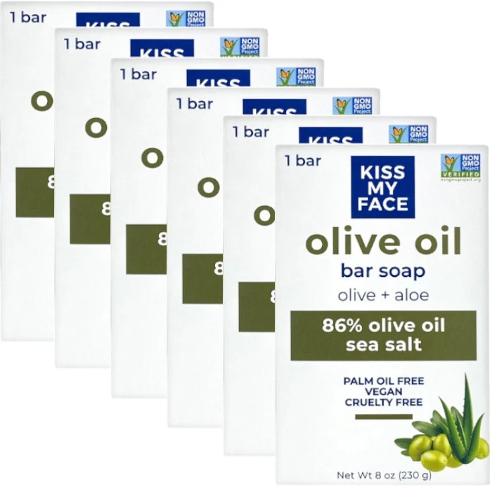 Kiss My Face Olive Oil Bar Soap Olive + Aloe 8 oz Each (Pack of 6)