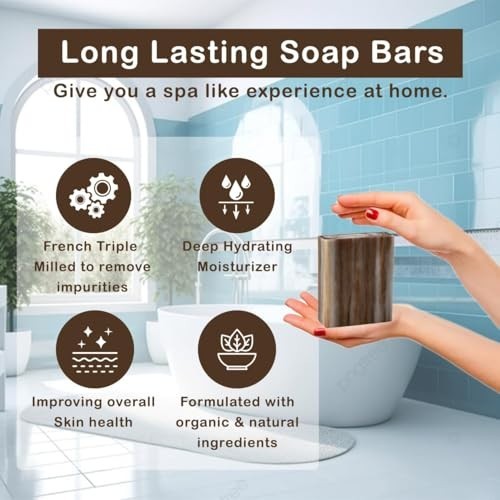 Natural Sandalwood Scented Soap 5 Pack – Triple Milled Moisturizing Bars, Organi