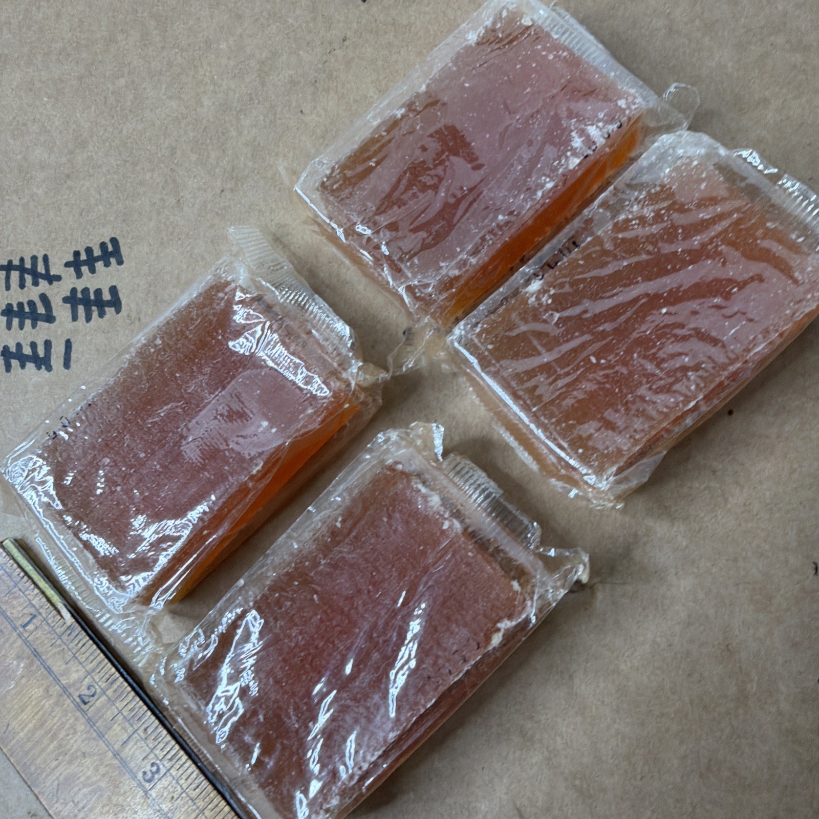 Vintage Unbranded Soap Bar Orange Unknown Scent Rustic Lot Of 4
