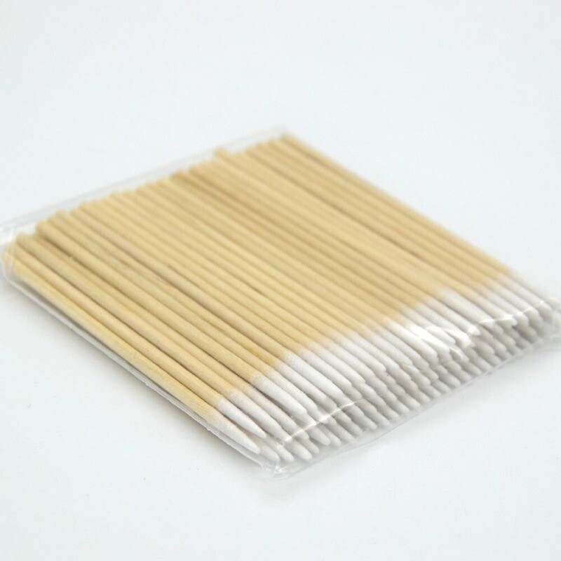 1*100PCS Cotton Swabs Pointed Swab Applicator Q-tips Wooden Sticks Applicator