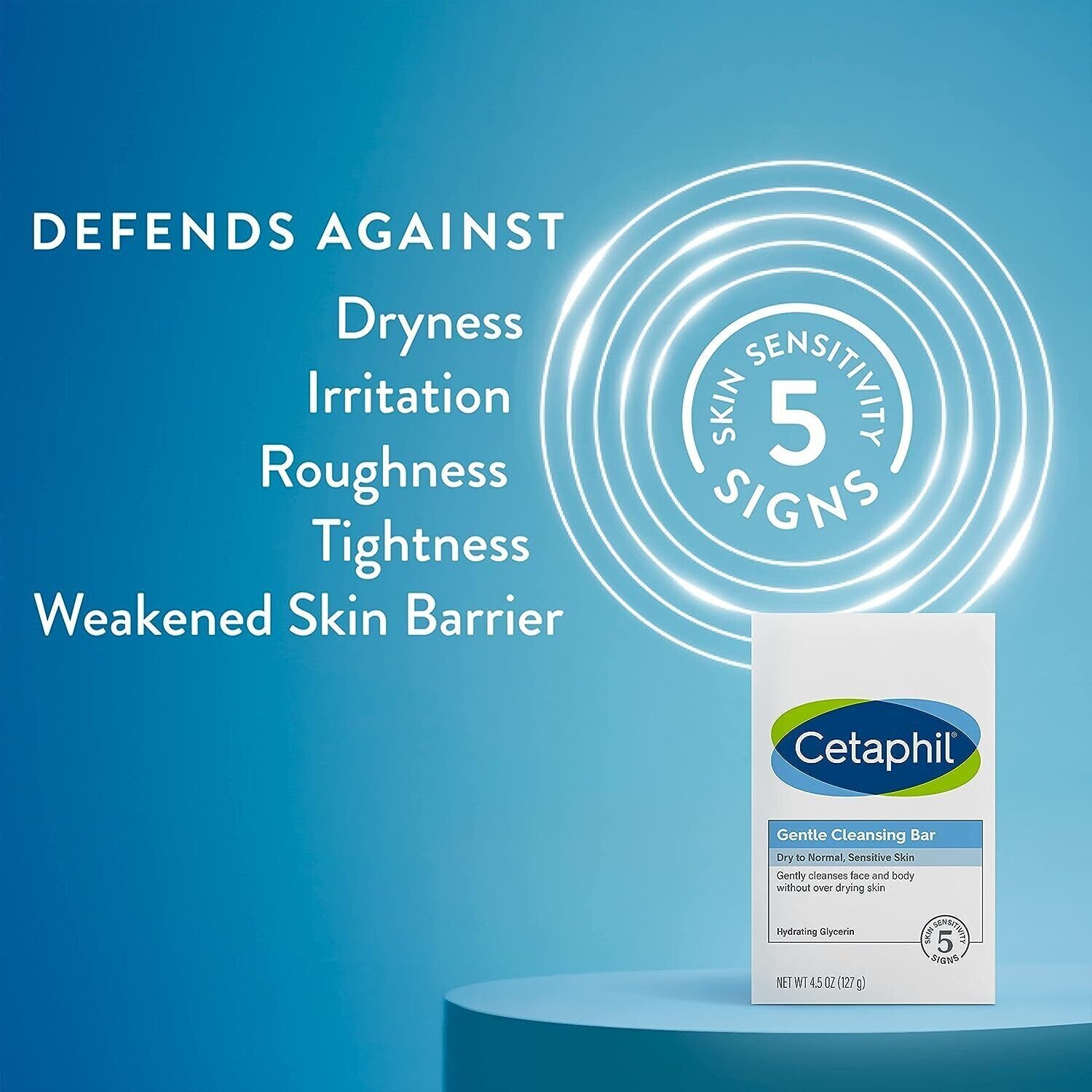CETAPHIL Gentle Cleansing Bar Soap Nourishing Dry Sensitive Skin 4.5oz, 6-Pack