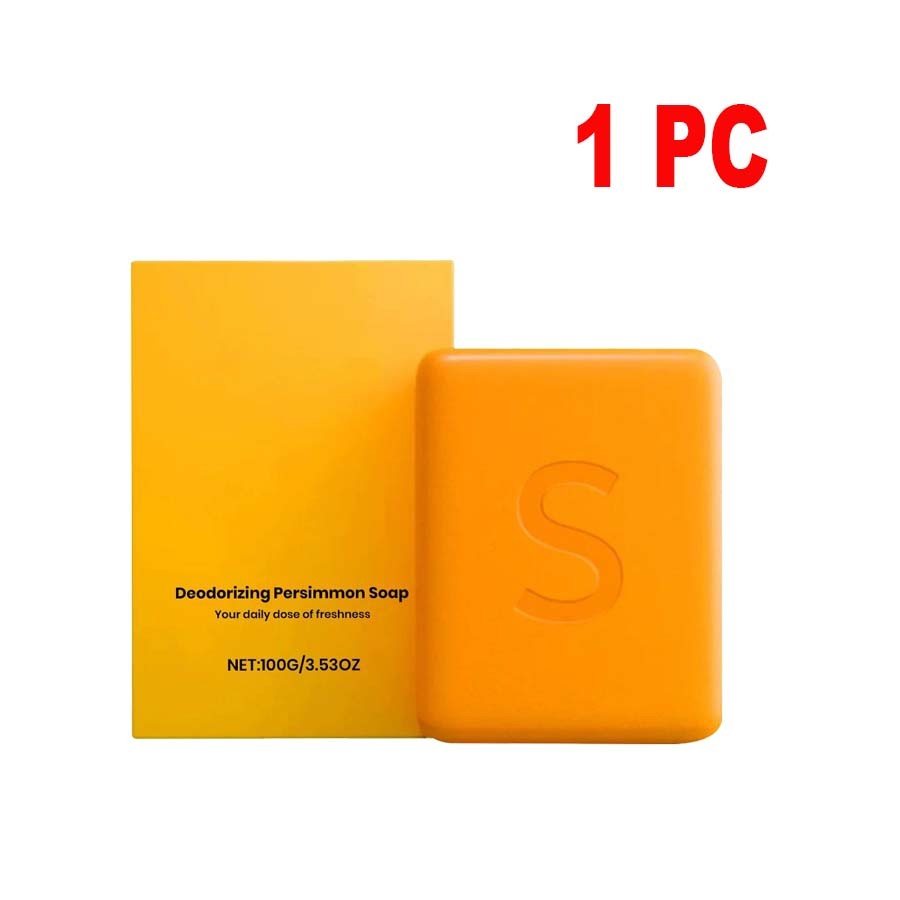 1~3PCS Persimmon Soap Bar Body Odor Control Deodorant Soap for Men&Women~US