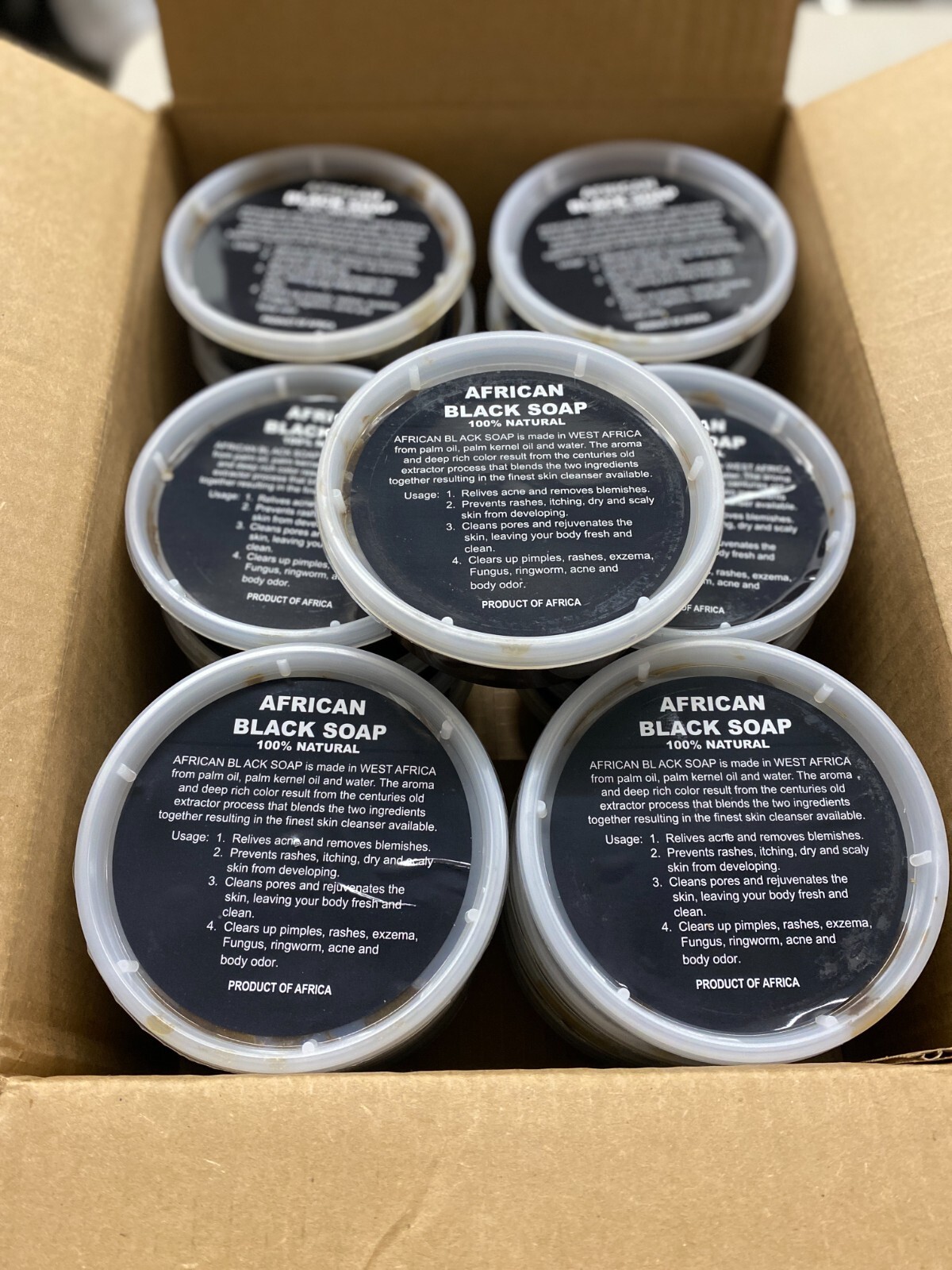 Raw African Black Soap Paste 100% Pure Natural Organic For Face Wholesale Box