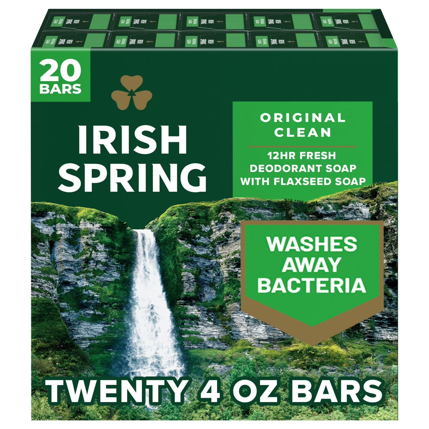 Irish Spring Original Clean Bar Soap for Men, 4 Ounce (Pack of 20)