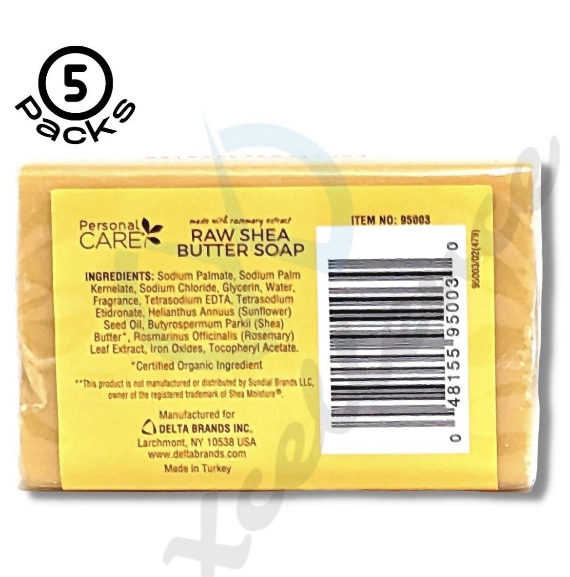 Raw Shea Butter Bar Soap by Personal Care, Gently Moisturizes Skin, 5 Packs