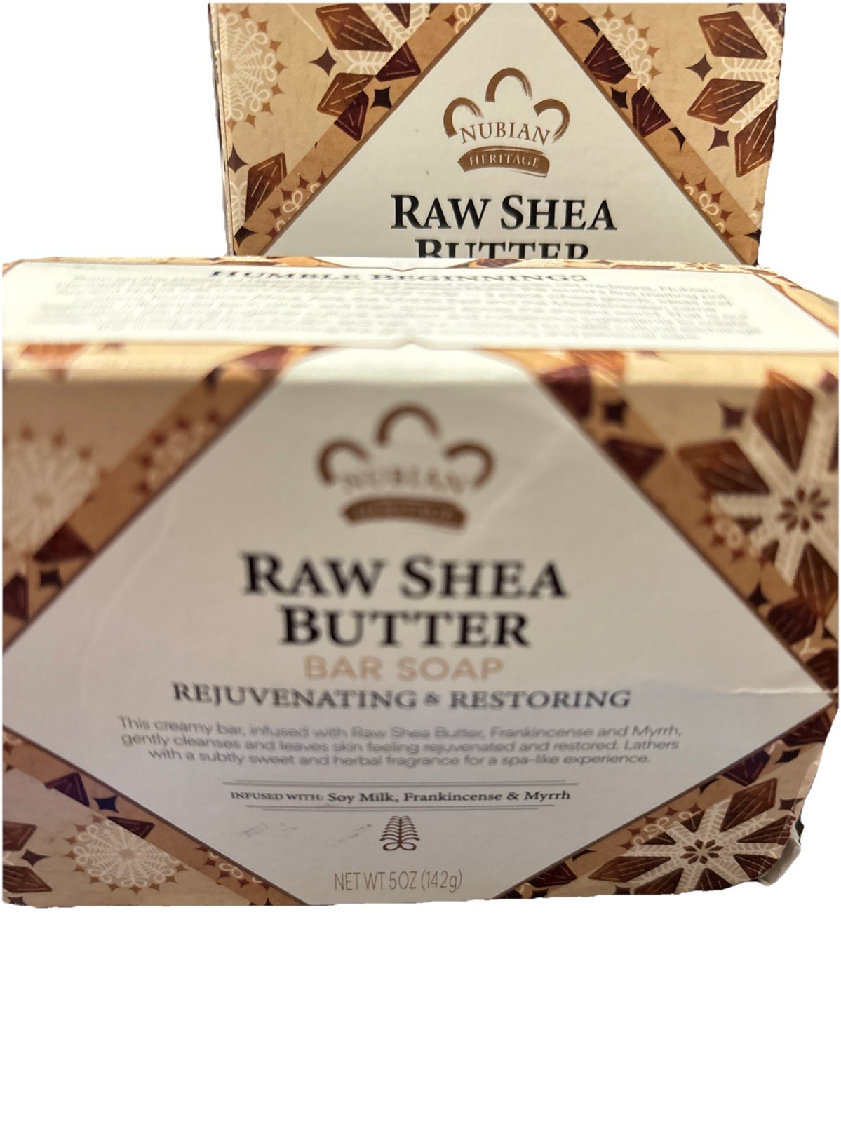 2x Nubian Heritage Raw Shea Butter Bar Soap with Frankincense and Myrrh 5oz