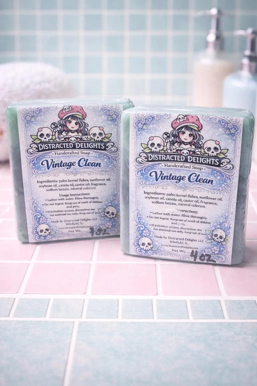 Vintage Clean Handmade Cold Process Soap Fresh Scent Artisan Bar 3.7 oz