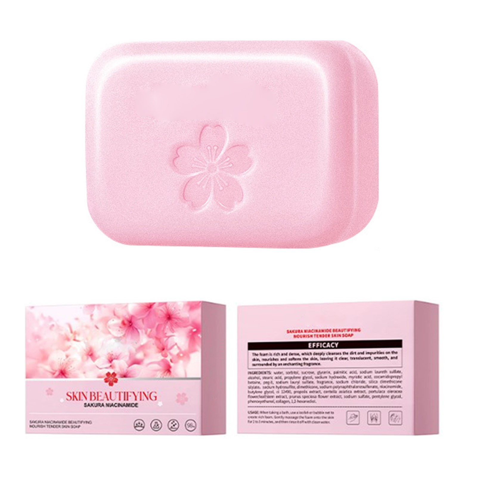 1Pcs 100g Sakura Soap Bar With Foaming Net Refreshing Fragrance Bath Soap