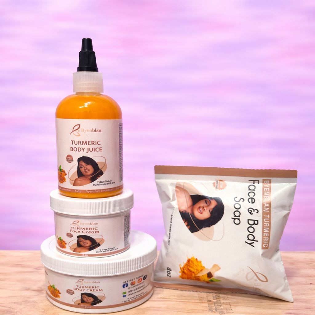 Byenblan Turmeric 3-in-1 Skincare Set – Face Cream, Body Cream & Soap 4oz