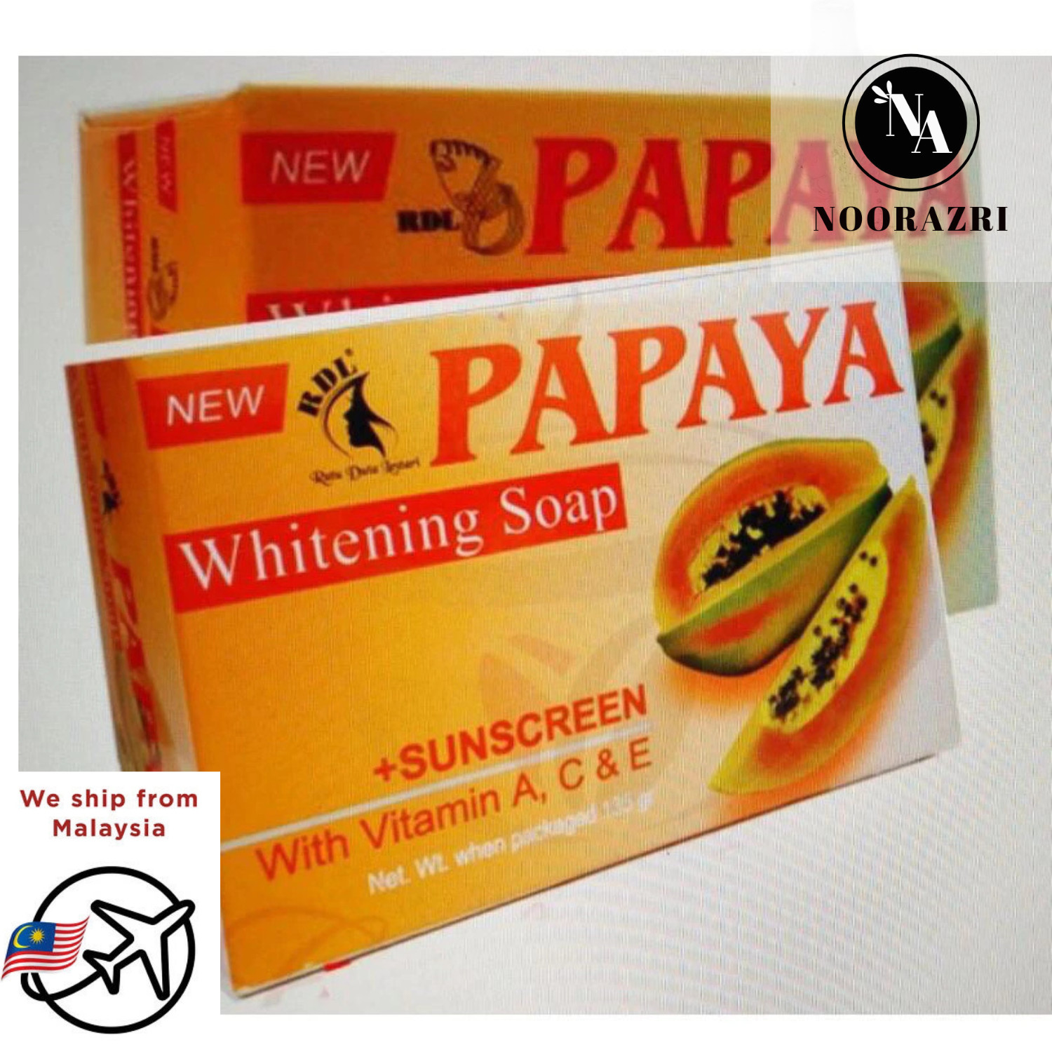 3X Original RDL Papaya All Natural Whitening Soap with Vitamin A, C and E