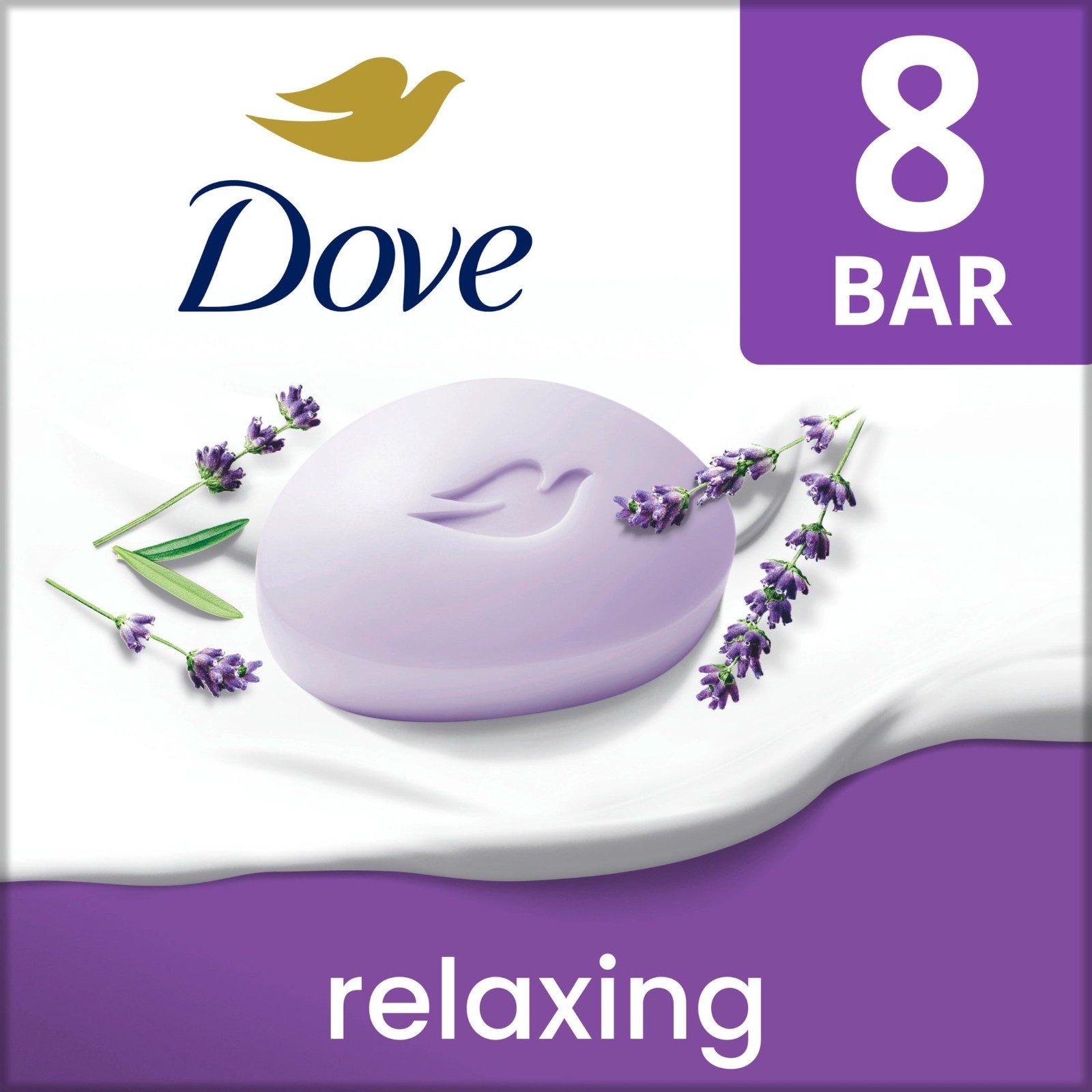 Dove Soap Beauty Bar Relaxing Lavender Chamomile 3.75 oz 8 Ct, 2 Pack (16 Bars)