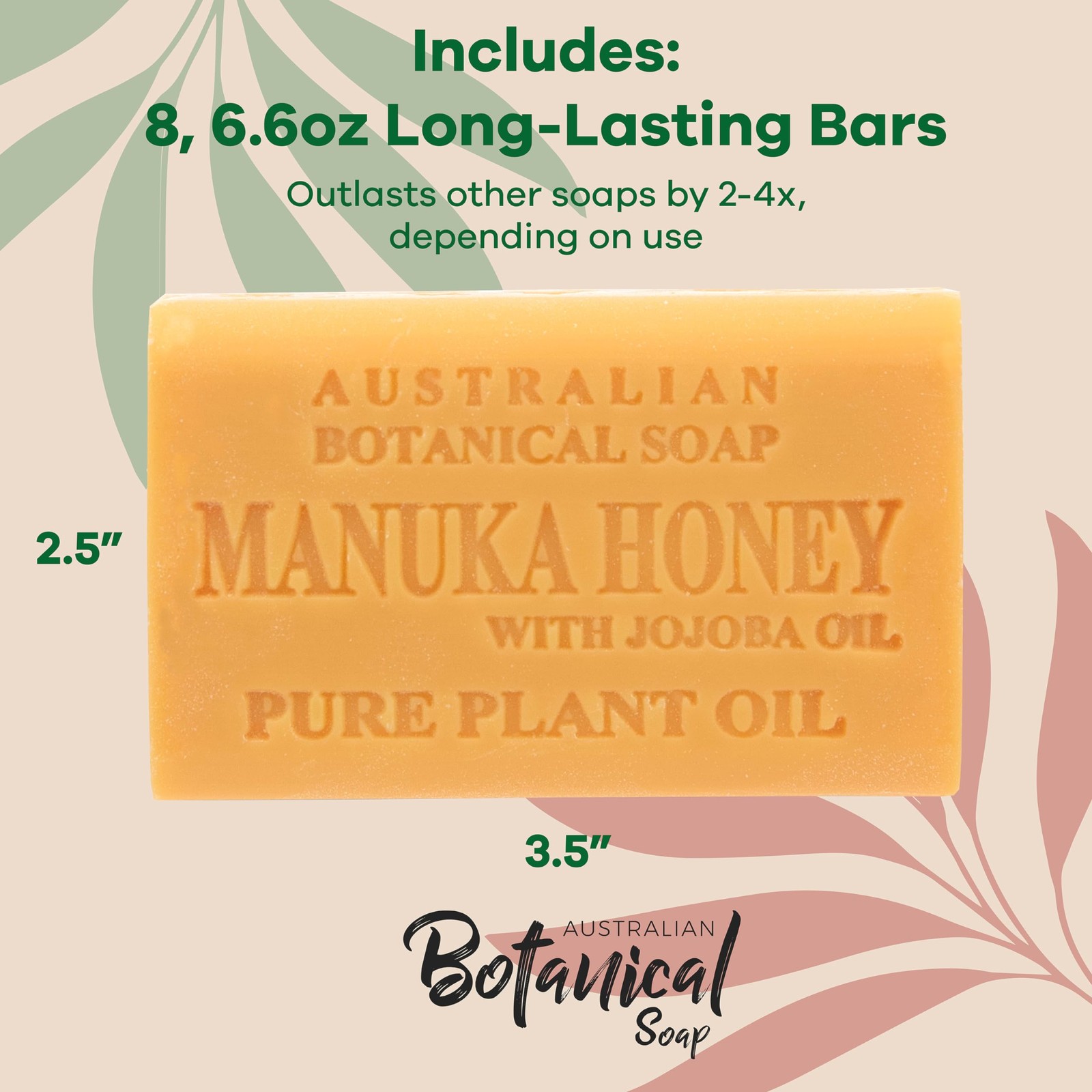 Australian Botanical Soap Manuka Honey Jojoba Oil 6.6 OZ Pack of 8