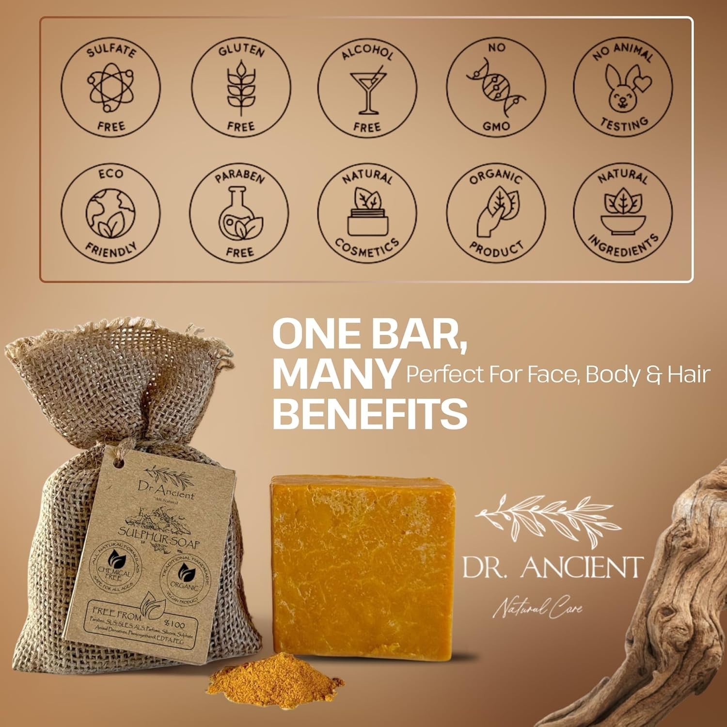 Chemical-Free Organic Sulfur Soap Bar – Perfect for Oily Skin & Acne Treatment