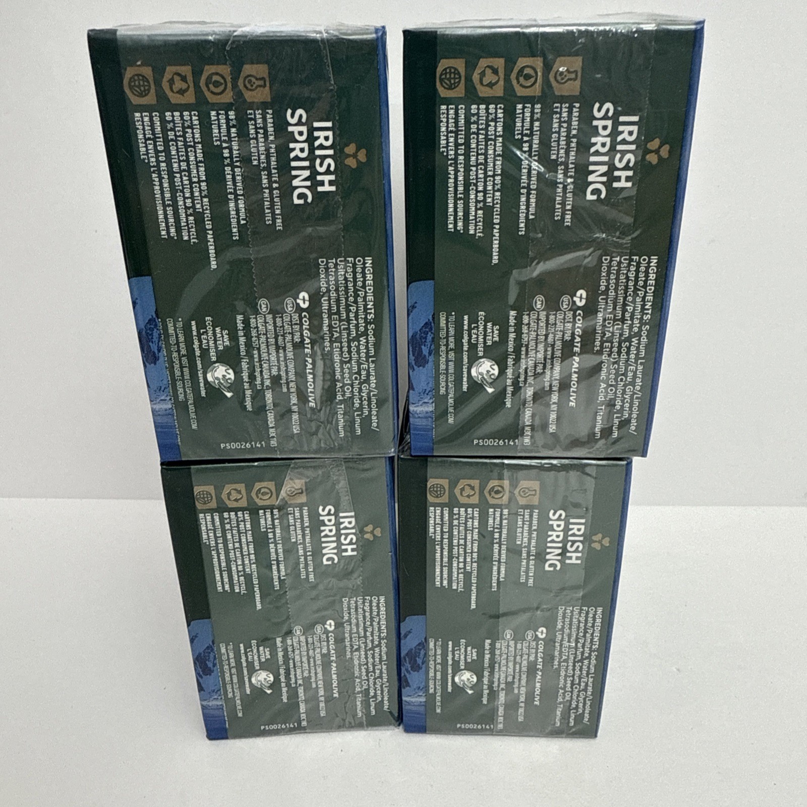 4 X Irish Spring Deodorant Soap Bar -Icy Blast ( 3.7 oz Soap Bar X 12)