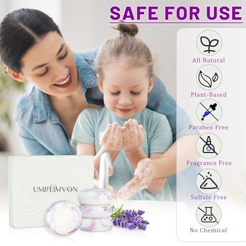 14 Pack Travel Size Lavender Soap, Individually Wrapped Handmade 4-In-1 Purple