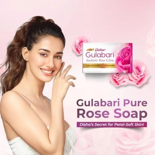 Dabur Gulabari Rose Soap 150g x 4 | Moisturizing Glow Soap with Glycerine