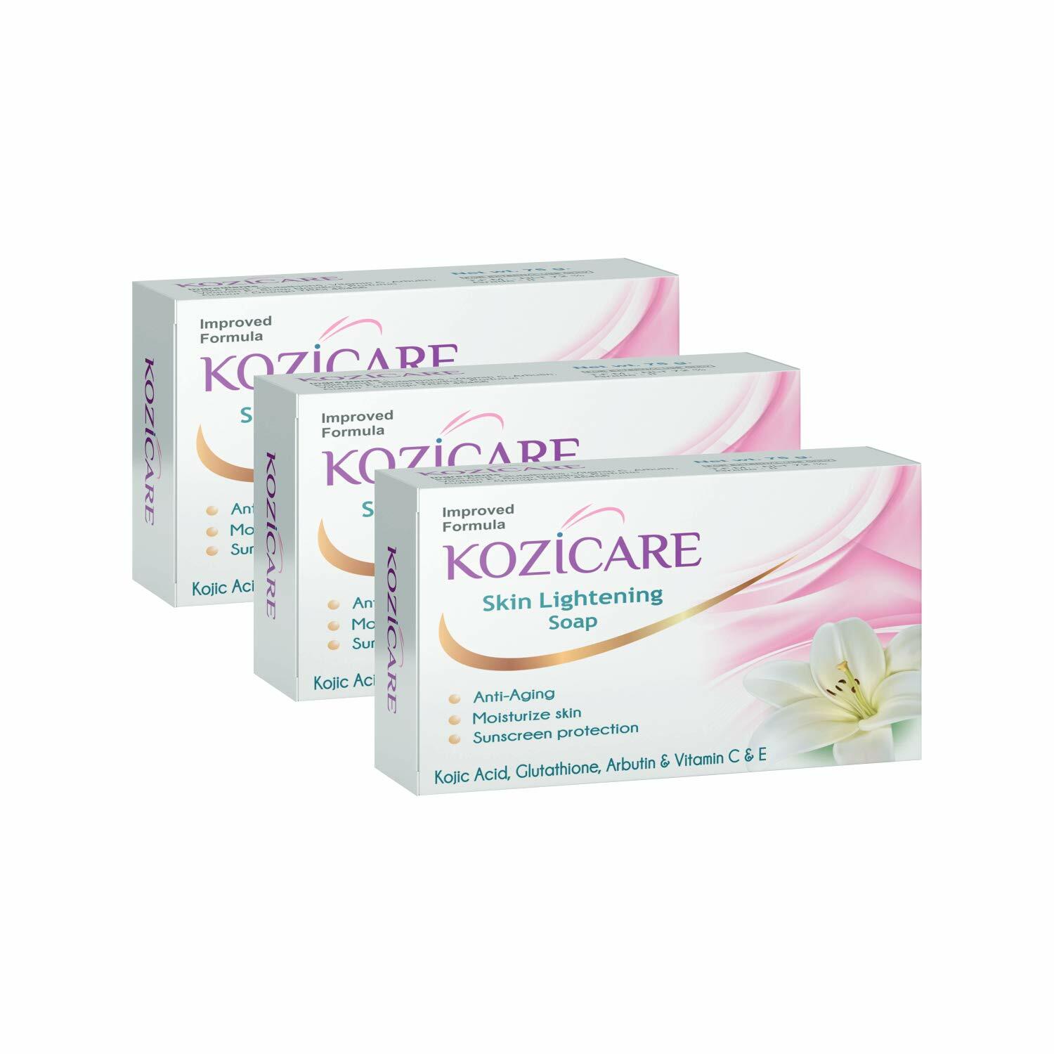 Kozicare Skin Lightening Soap with Kojic Glutathione 75gm (Pack of 3)-