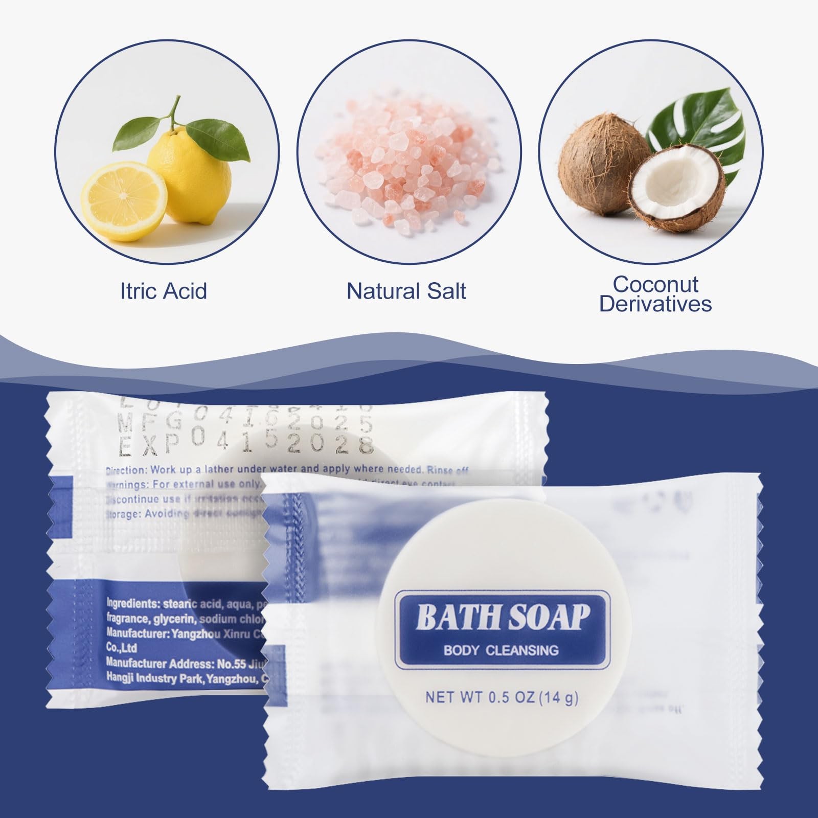 HQSLsund 0.5 oz Bulk Travel Size Bars Soap, Individually Wrapped Small Face a…