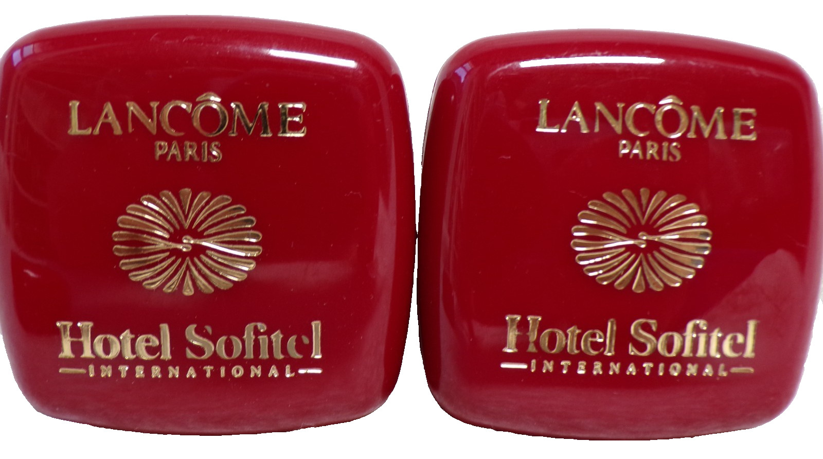 3 NEW LANCOME MINI HAND SOAP TRAVEL SIZE BARS + PLASTIC HOTEL SOFITEL HARD CASES