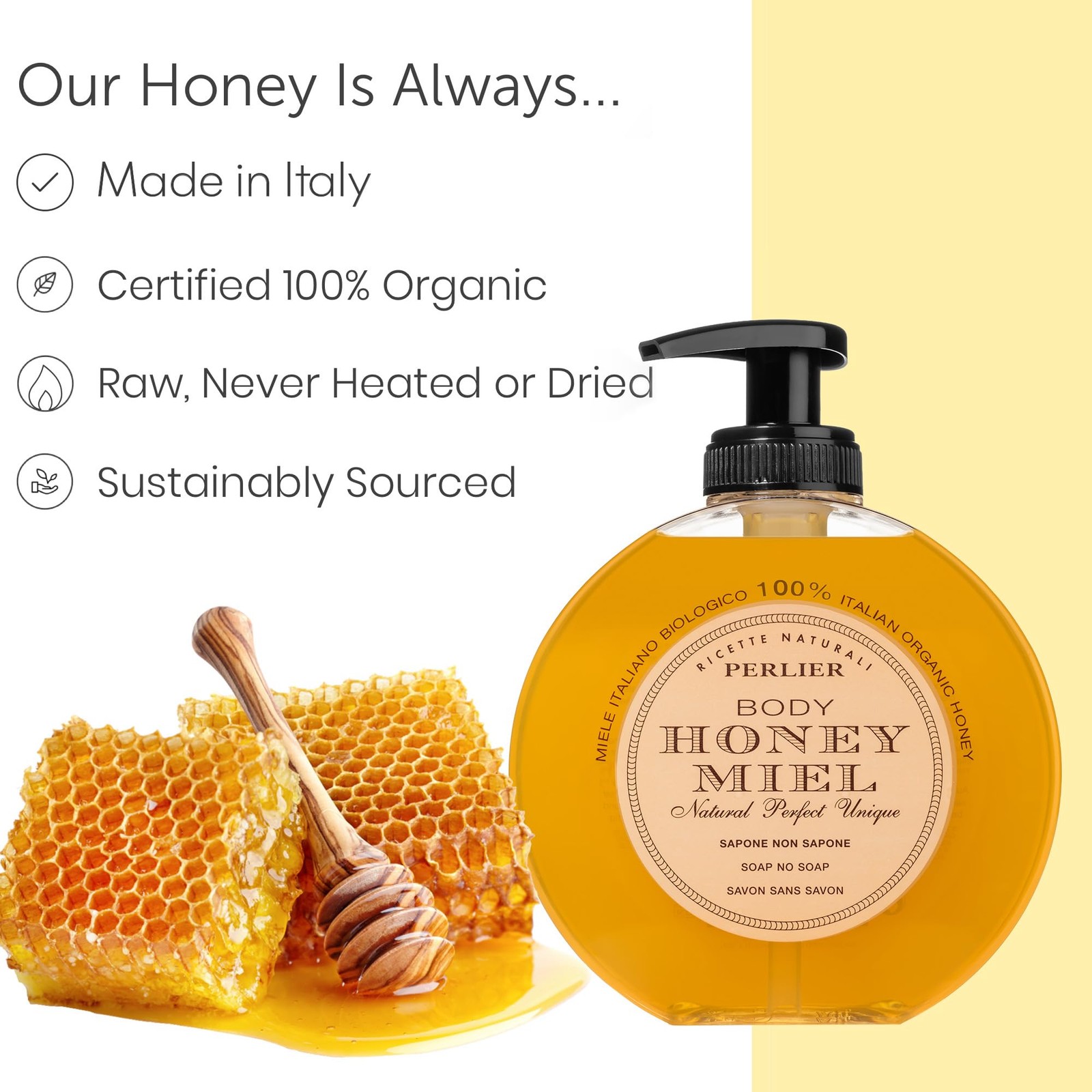 Perlier Honey Miel Delicate Liquid Soap 10.1 Fl Oz (Pack of 1), Multi-colored