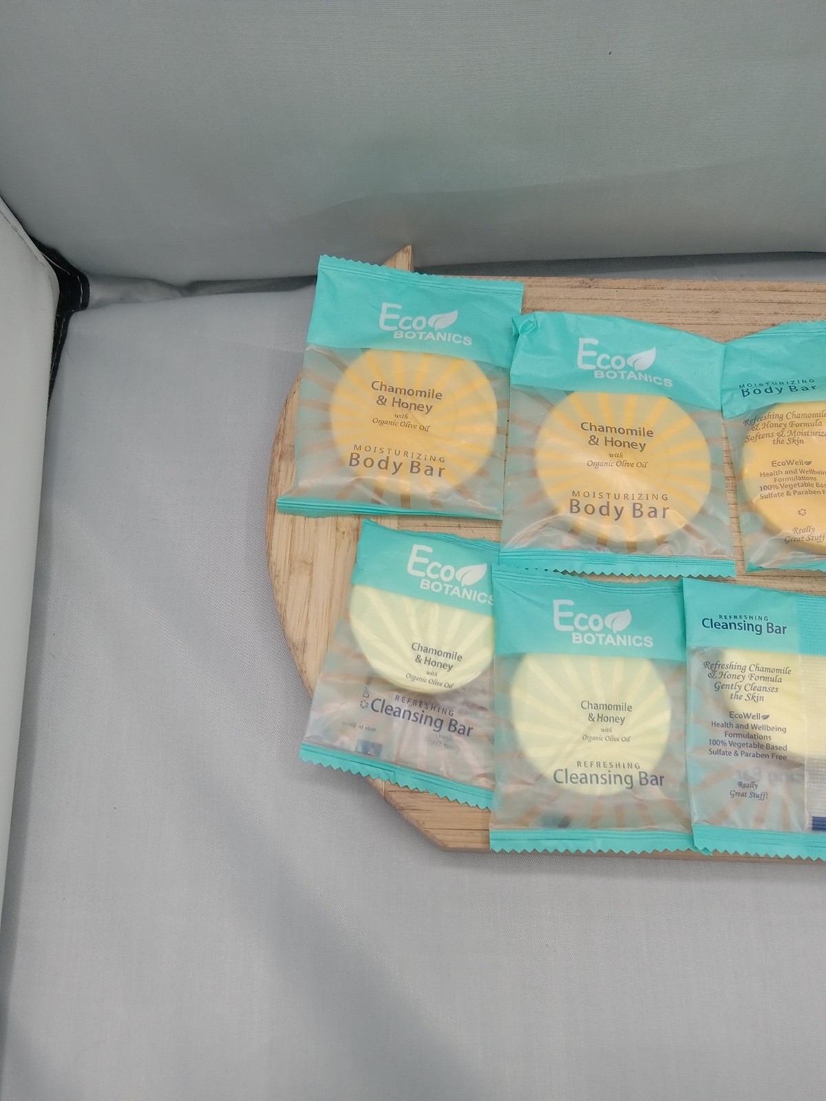 4 Eco Botanics Travel-Size Hotel Body Bar Soap 4 Cleansing Bar Chammomile Honey