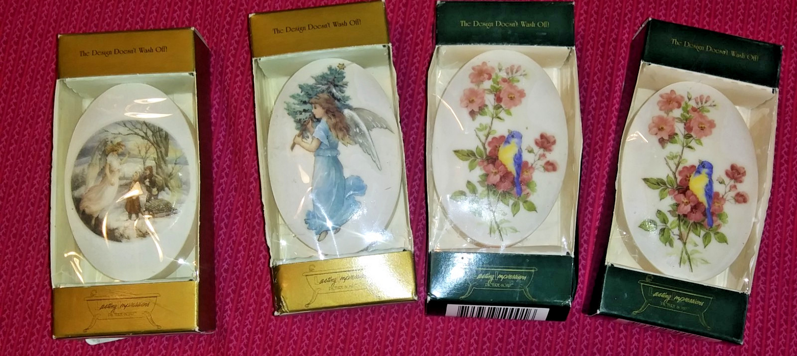 4 Bars of Lasting Impressions Picture Soap Blue Birds and Angels