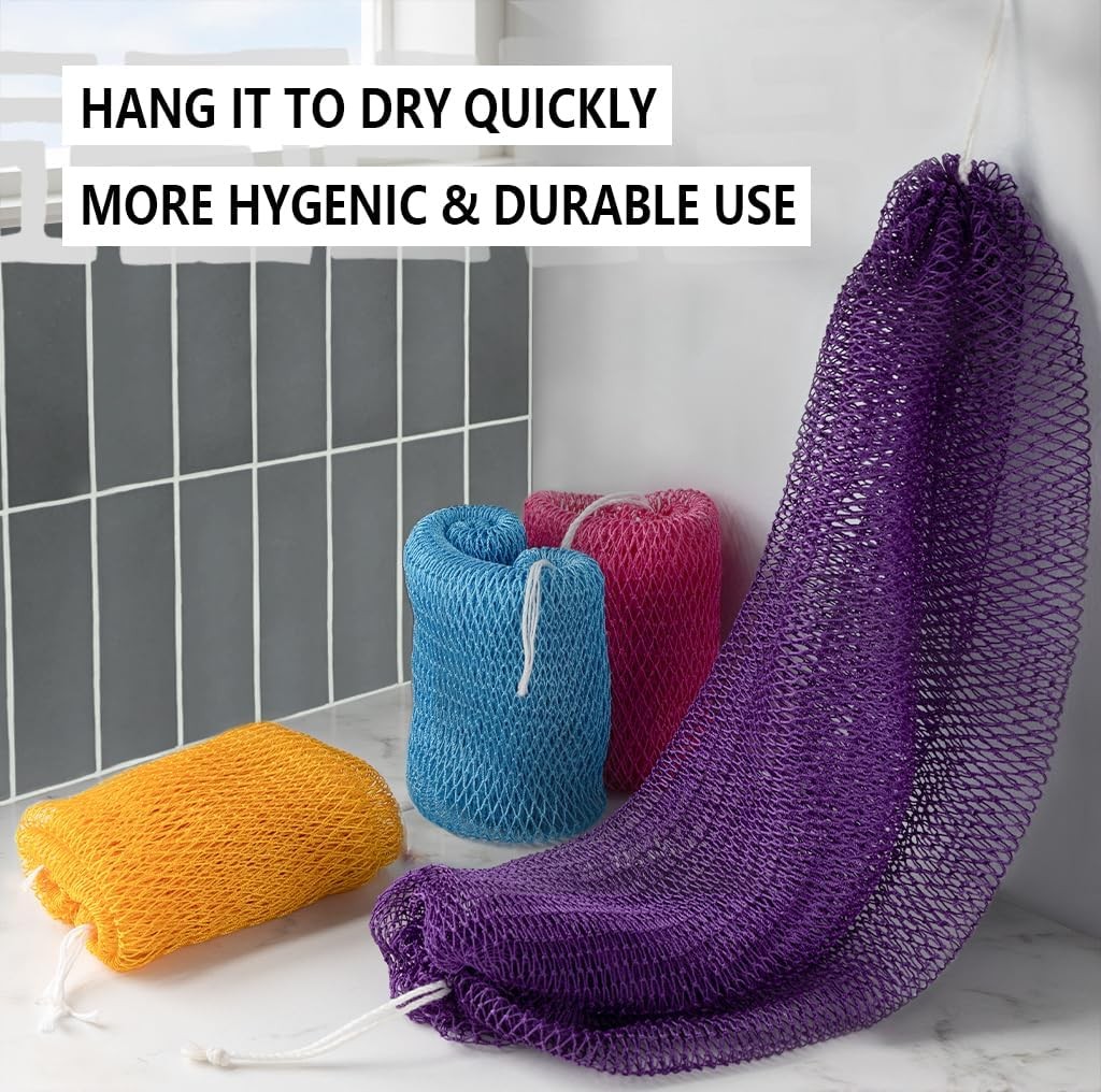 African Net Sponge Authentic – 2 Pieces Loofah Exfoliating Body Purple & Pink