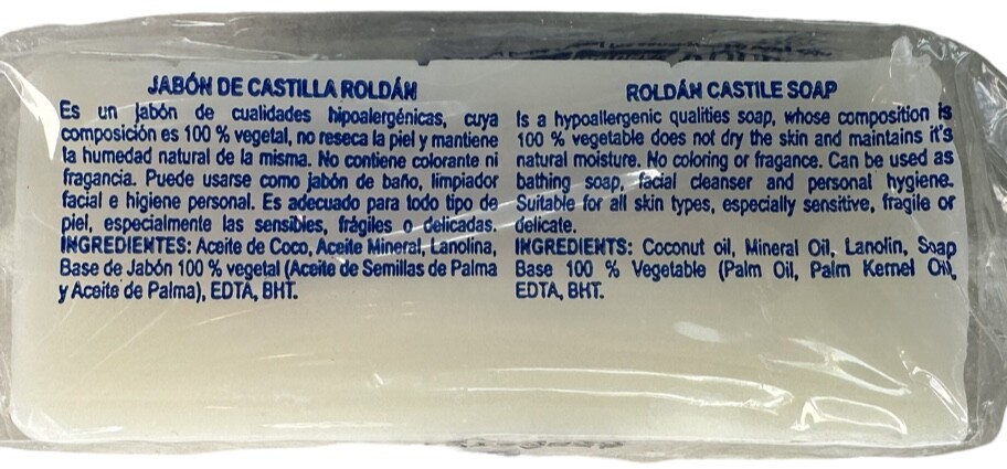 Jabon de Castilla 4 oz. Castile Soap. Ideal for Sensitive Skin. 1, 2 or 3 Pack.