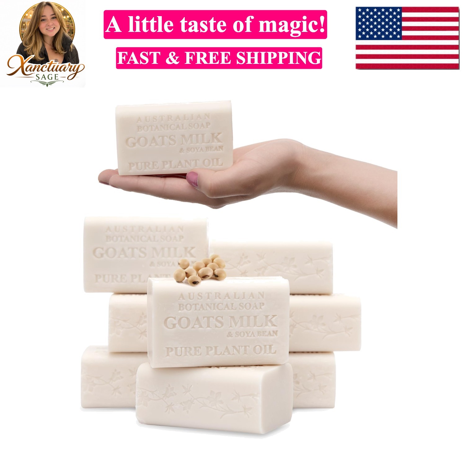 6.6 OZ, Pack of 8, Goat Milk Soap Bars with Soya Bean Oil, Enriched with Orga…