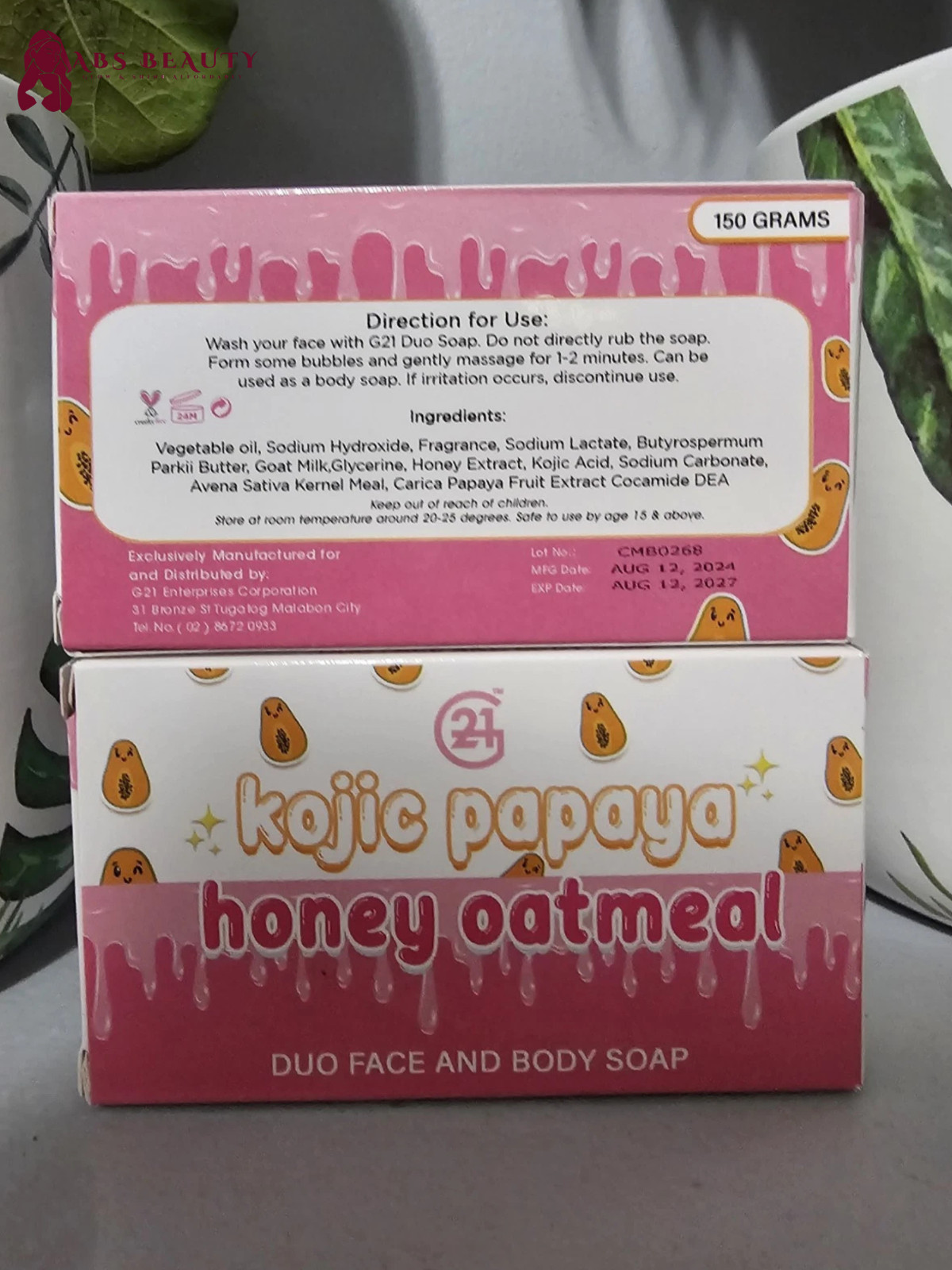 G21 Kojic Papaya + Honey Oatmeal Duo Soap