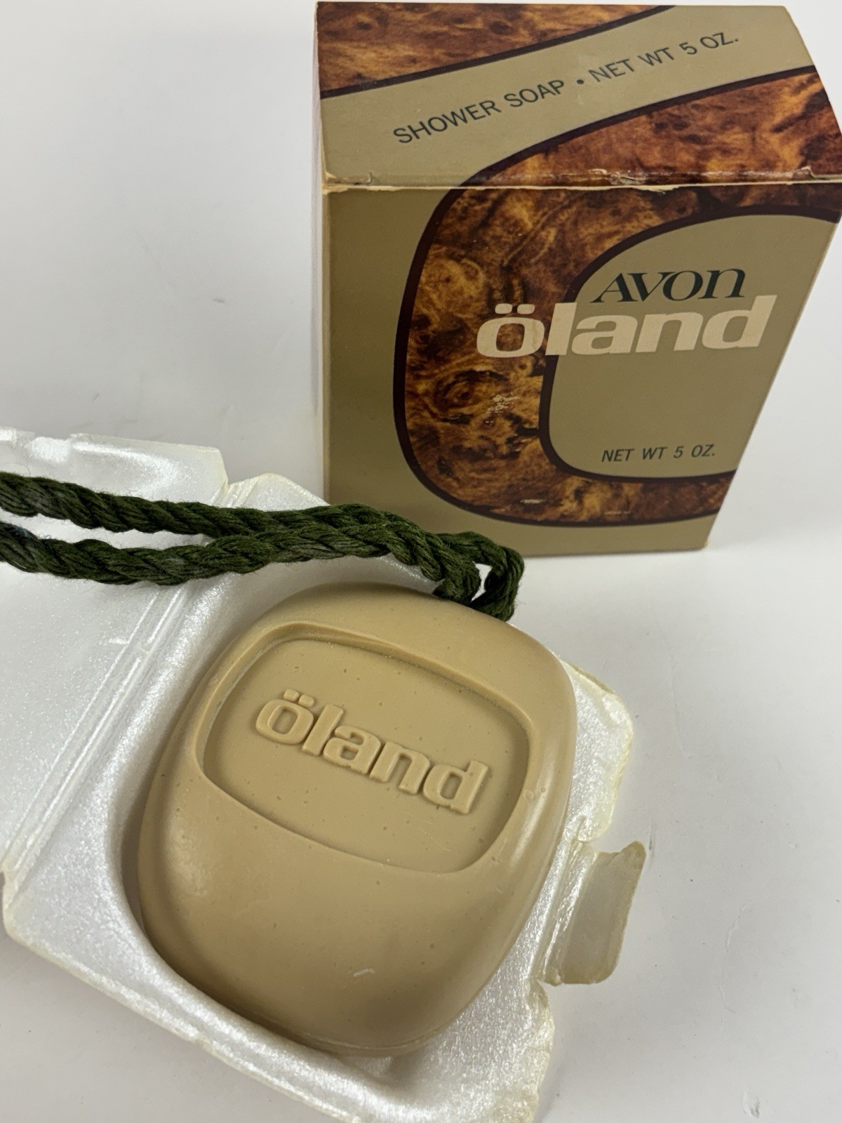 Vtg 1970s Avon Oland Mens Shower Soap on a Rope 5oz NOS Boxed Rare Deadstock