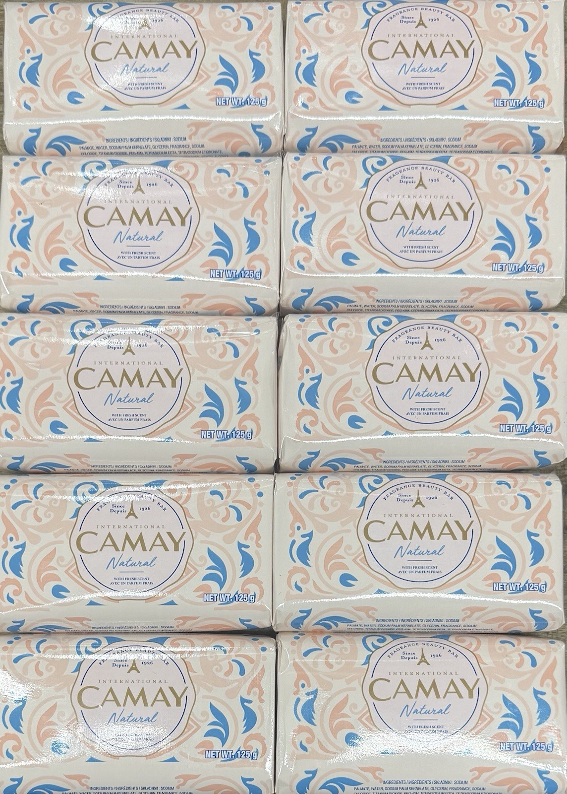 International Camay Natural Fresh Scent Soaps 10 Bars x 4.4oz Each