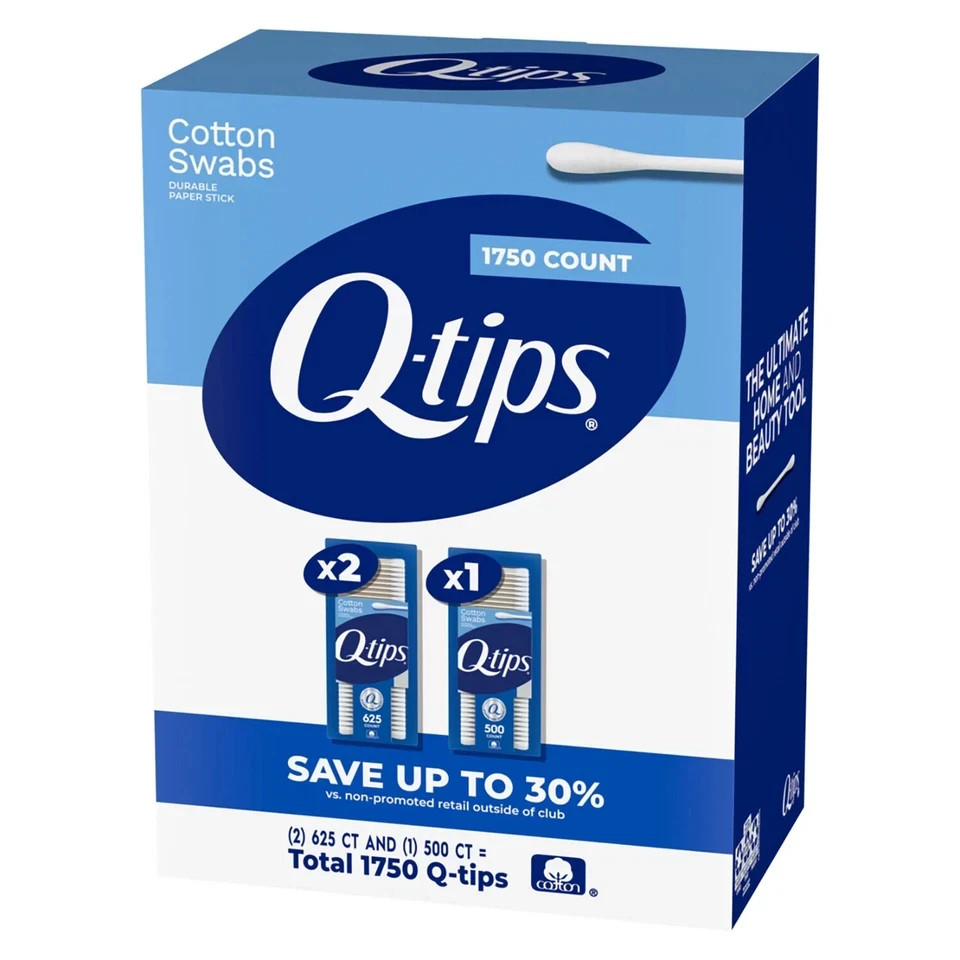 Q-tips Cotton Swabs (625 ct., 2 pk. + 500 ct., 1 pk.) Great Price