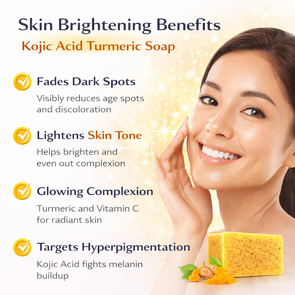 Kojic Acid Turmeric Soap Skin Brightening Bar Lemon Vitamin C Dark Spot Care NEW