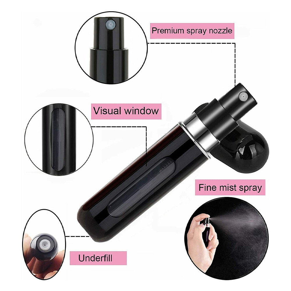 5Pcs Mini Travel Perfume Atomizer Bottle Spray Pump Case Refillable Portable US