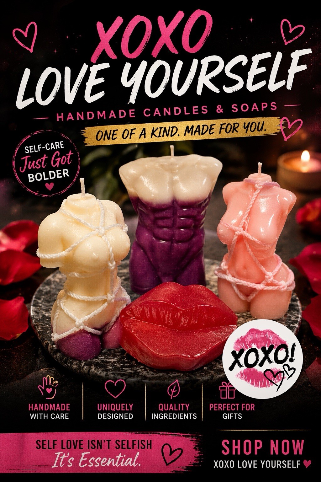 Red Lips Shaped Novelty Body Bar Soap for Men, Women, Teens, Unisex Kids