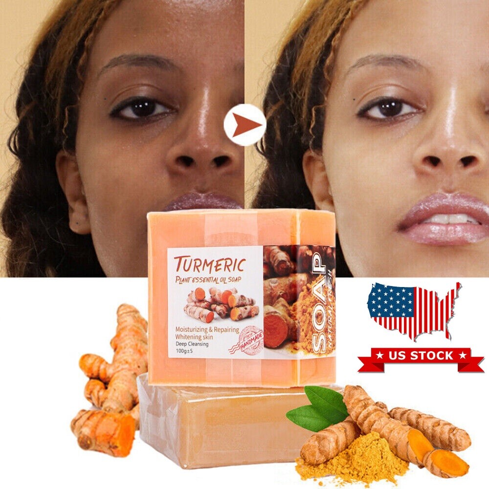 2PCS Tumeric Soap Skin Whitening Dark Spots lightening Acne Brightening Turmeric